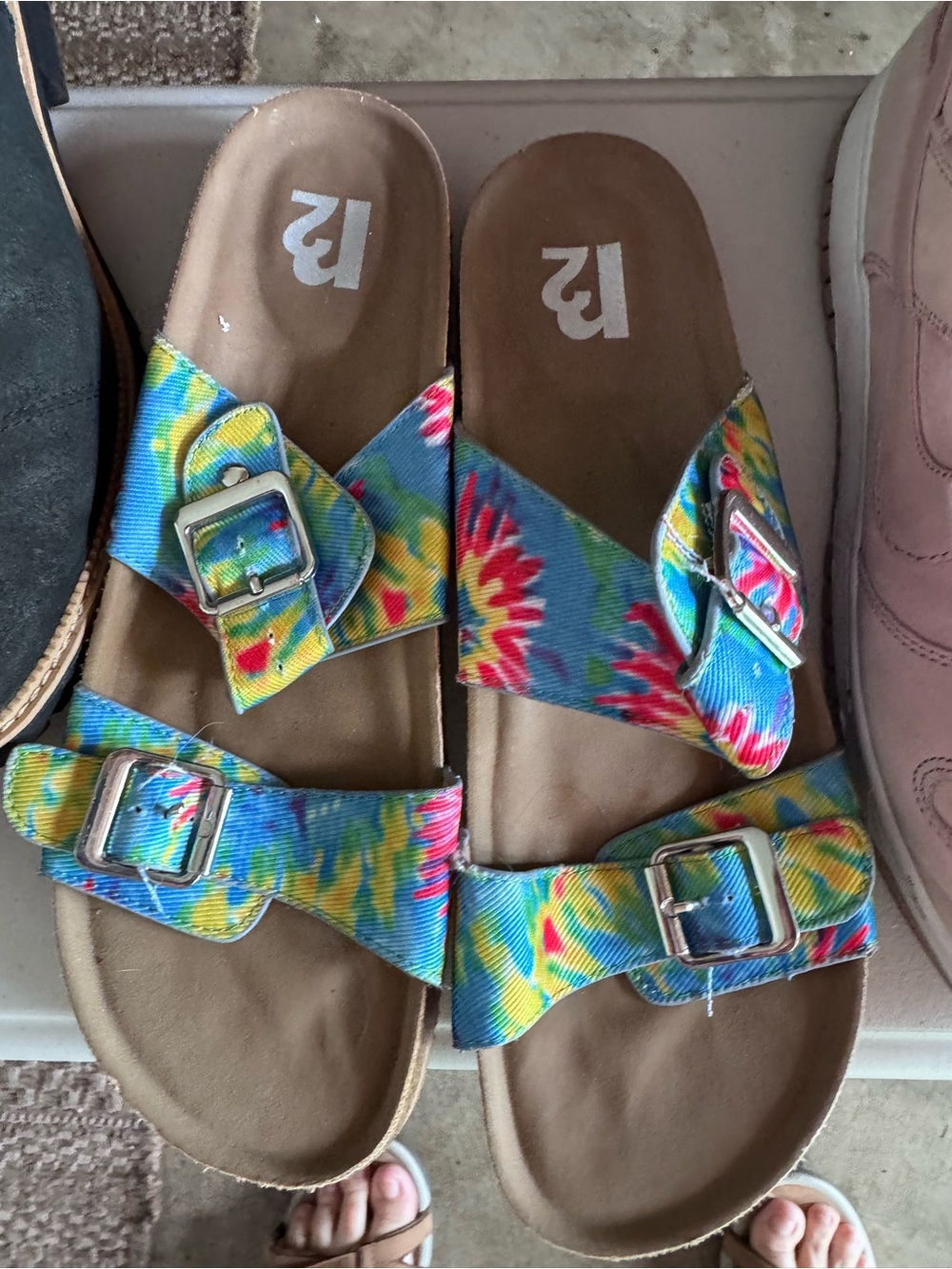 Women’s Tie-Dye Buckle Slide Sandals - Multicolor